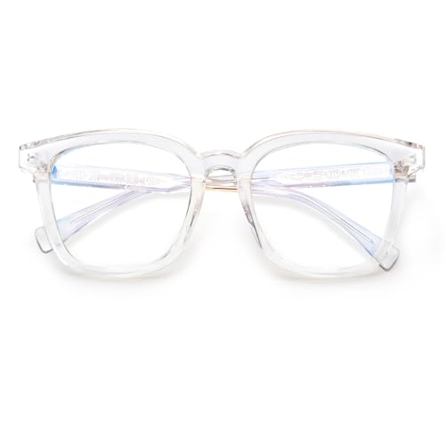 Image of VISOONE Square TR90 Lightweight Anti Glare UV400 Gaming Computer Glasses | 99% Digital Screen Filter Non-Prescription Clear Lens Oversized Frame Trendy Fashion Blue Light Blocking Women Men NOE