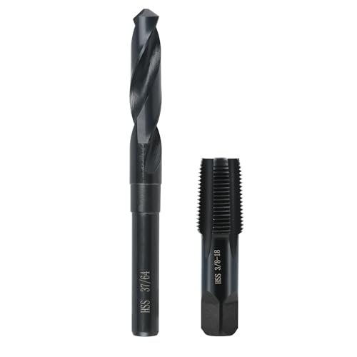 RURITKIT 3/8-18 NPT Pipe Tap and 37/64 drill Set Carbon Steel Hand Threading Plumbing NPT Tap Set for Plumbers Mechanics DIY Thread cutting tools