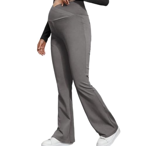 Pantaloni Premaman Donna Sopra Il Pancione Pantalone per Gravidanza a Vita Alta Bootcut Elasticizzati Pantaloni Gamba Larga Leggings Casual Pants Comodi Morbido Abbigliamento per Tempo Libero