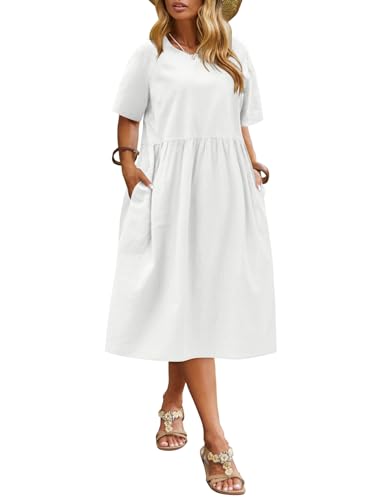 IN'VOLAND Plus Size Short Sleeve Cotton Linen...