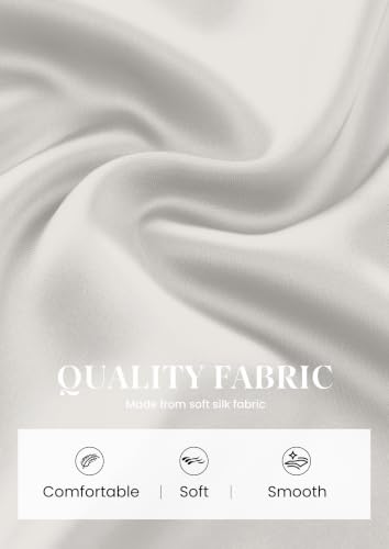 PRETTYGARDEN Women Satin Tops Mock Neck Pleated Long Sleeve Shirts,White,L — view 5