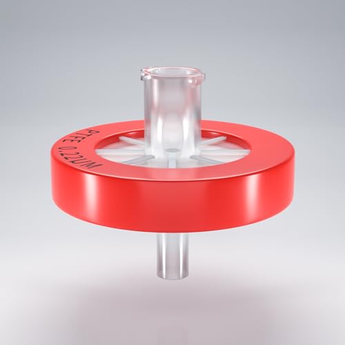 Image of Syringe Filters PTFE Membrane 13mm Diameter 0.45μm Pore Size QuafooLAB Non Sterile Red Pack of 100