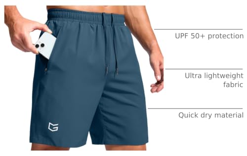 Image of G Gradual Men's Athletic Running Shorts with Zipper Pockets Quick Dry 7 inch / 5 inch / 9 inch Workout Gym Shorts for Basketball Hiking