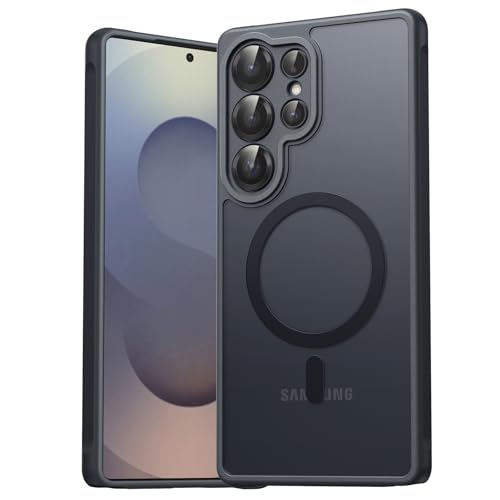EASDNB für Samsung Galaxy S25 Ultra Hülle für Magsafe, Magnetisch Handyhülle für S25 Ultra Hülle, Kameraschutz Stoßfeste Kratzfeste Durchscheinende Schutzhülle für Samsung S25 Ultra Case, Schwarz