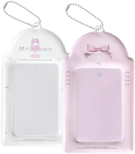 2 Sets Cute Cat Photo Card Holders With Keychains - Transparent Acrylic ID Badge Holders Y2K Style