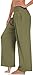 UEU Women's Linen Palazzo Pants Wide Leg High Waisted Lounge Boho Casual Loose Beach Pants with Pockets Olive Green