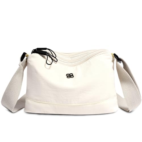 Image of Eslcorri Lightweight Nylon Crossbody Bag for Women, 3 Pocket Casual Shoulder Purse with Adjustable Strap for Travel Daily Use | Well-organized