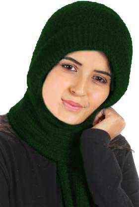rol Reoutlook Stylish Woolen Scarf Cap 2-In-1 For Women (Military Green)-picture-6