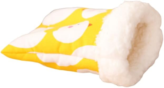 jkahh Warm Print Pet Product Small Animal Pet Hamster House Sleeping Bed Bird Cotton Nest,Sleeping Bag with Blue Bottom and Cat Head
