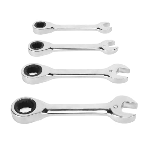 Yuecoom 4 Stück Ratschenschlüssel Set，8, 9, 10, 12 mm Ratschen Ringmaulschlüssel，72 Zähne Ringratschenmaulschlüssel，Ringschlüssel Set Für Die Wartung zu Hause，Die Kfz-Reparatur ﻿