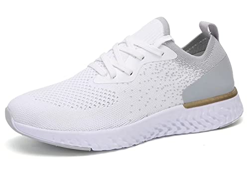 Femme Chaussures de Course Mesh Respirantes Legere Basket de Sport Confortables Décontractées Mode Trail Fitness Outdoor Running Sneakers Blanc 37 Cover