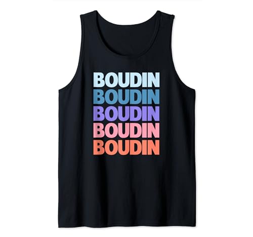Funny Modern Repeated Text Design Boudin Sausage Louisiana Camiseta sin Mangas