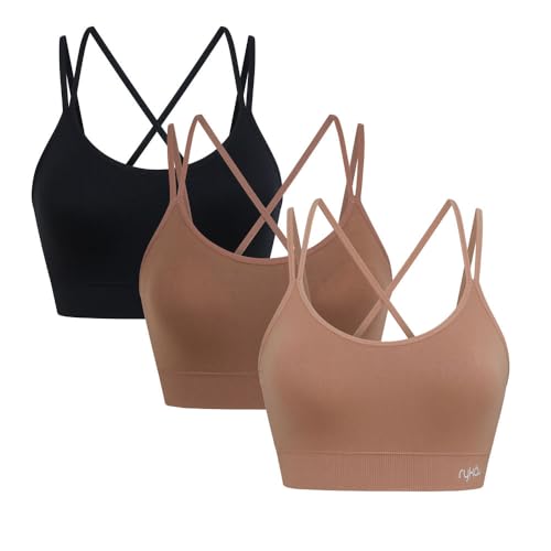 Ryka Sports Bra, Yoga Seamless Strappy Hannah, Sostén Deportivo, 3 Pack