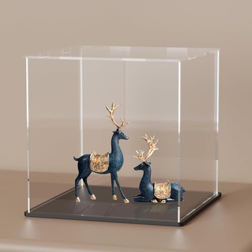 Image of Premium Acrylic Display Box with Black Base | Transparent Dust-Resistant Cube for Toys, Models & Memorabilia | 4x4x4 Inch (6x6x6 Inch)