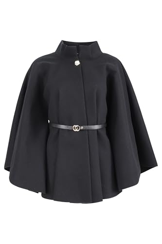 malito - Damen Cape Mantel - langarm Vinatage Poncho modern & elegant - edle bequeme unifarbene Jacke - klassischer Umhang Freizeit & Alltag 4570 - (Schwarz)