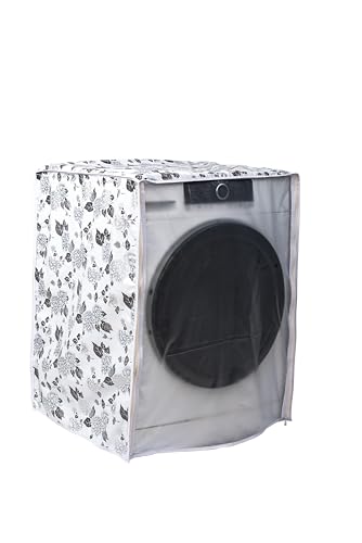 Image of Classic Front Load Washing Machine Cover Suitable for Bosch 5.5 Kg & 6 Kg (50cmsX63cmsX81cms, Half White & Grey)
