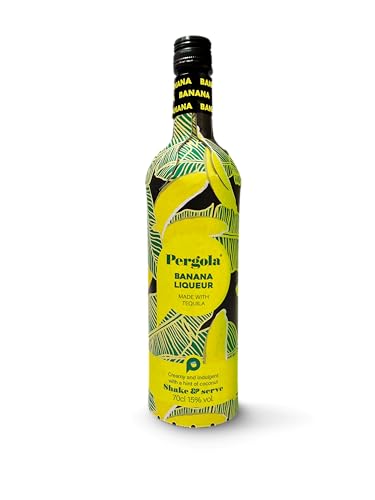 Pergola Banana Tequila Creamy Liqueur | 70 cl | 15% ABV | Plant-Based | Coconut Base | Serve Chilled | Ideal for cocktails