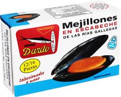 Mejillones en escabeche de las Rías Gallegas. P.escurrido 70gr. 12/16 Dardo (Pack 3 latas)