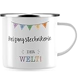 JUNIWORDS Emaille-Tasse, Beste Heizungstechnikerin der Welt, Silberner Tassenrand (5703124)