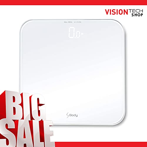 Visiontechshop S Body High Precision Ultra Wide Digital Body Weight Bathroom Scale Up To 396Lb/180Kg, Super-Clear Large Led Display,"Step-On" Technology, White #TOP1