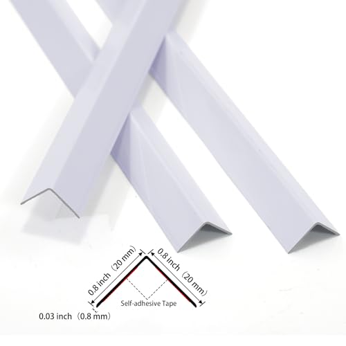 Image of Trimold Matte White Aluminum Peel and Stick L Molding Corner Guards with 90 Angle for Wall Door Frame Cabinet Baseboard Protection and Decoration, 35.4in x 0.8in (3Pcs)