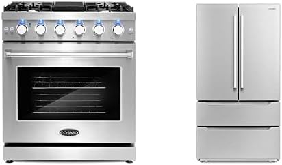 Cosmo 2PC Kitchen Package with 30" Gas Range & French Door Refrigerator