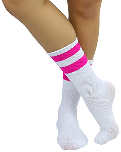 Image of ToBeInStyle Women's Acrylic Ankle Hi With Double Stripe Top Crew Fun Athletic Socks