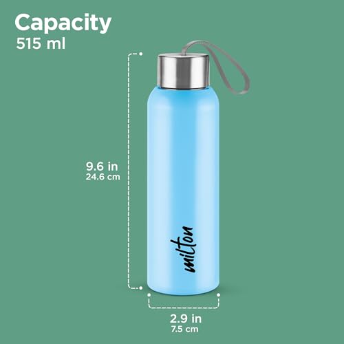Image of Milton Halo 600 Steel Thermoware, Inner Steel, PU Insulated, Leak Proof Water Bottle for School Kids, Office, Gym, Easy to Carry Strap, 500 ml, Light Blue