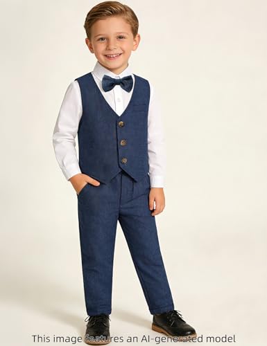 Image of A&J DESIGN 4pcs Baby & Toddler Suit, 12 Months - 5T, Shirt & Pants & Vest & Bow Tie
