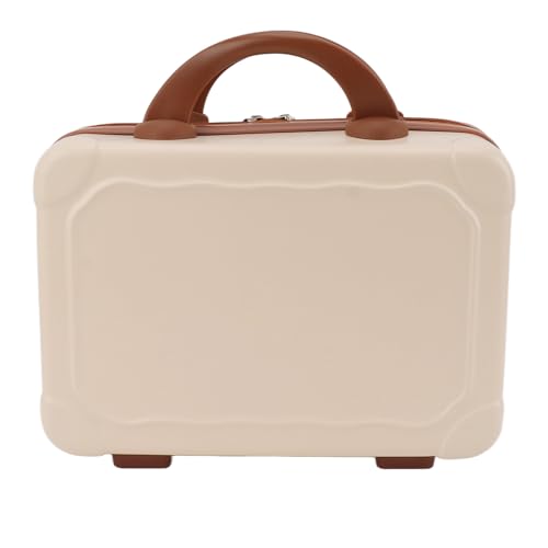 Semme Estojo de Maquiagem Vintage de 14 Polegadas da [marca] Caixa de Cosméticos ABS Portátil de Grande Capacidade para Mulheres e Meninas, Ideal para Armazenamento Em Viagens (Bege)