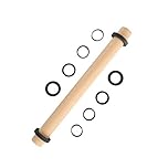 Super Kitchen Rouleau à Pâtisserie en Bois de Hêtre avec Anneaux Amovibles, Anneau en Silicone Réglable 5 Tailles, Patisserie Accessoire pour Pâte, Fondants, Pizzas, Biscuit (45x3.8cm)