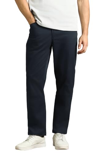 Image of Louis Philippe Men's Slim Fit 5 Pocket Made of Stretch Fabric Solid Casual Trouser