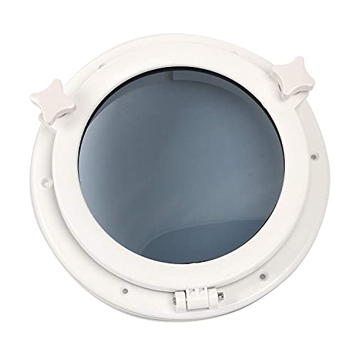 Amarine Made Boat Window Yacht Round Opening Portlight Porthole Window 10" Replacement Window Port Hole - Abs, Tempered Glass -Marine/Boat/Rv Portlight Hatch, Color: White, Black (White) #TOP1