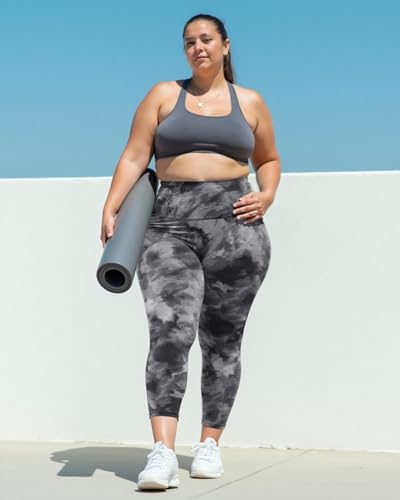 Image of Plus Size Leggings for Women - High Waisted Black Tummy Control Super Soft