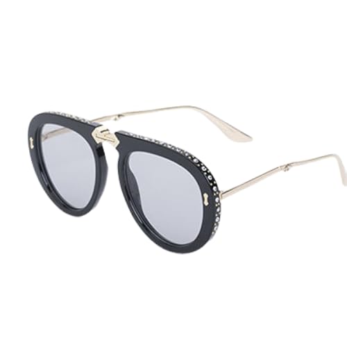 Ladies' Diamond Inlaid Folding Sunglasses - Toad Cat Eye Shaped Frame Sunglasses