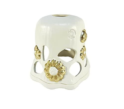 Coppa piatto ricambio lampadario in ceramica realizzato artigianalmente e decorato a mano foglia oro coll. flora