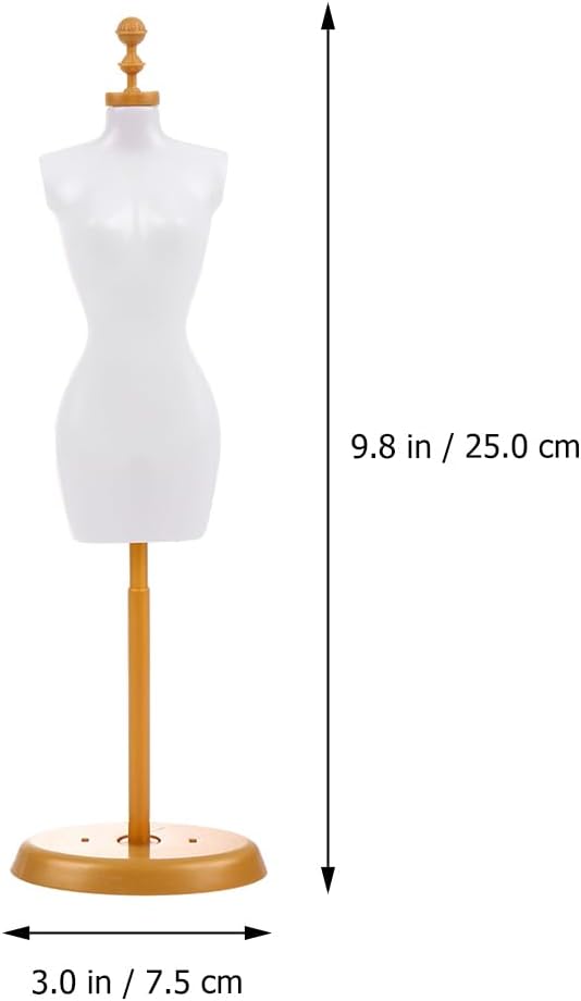 EXCEART Mini Dress Form Mannequin Stand 2.95X1.96X9.84In Demountable Doll Clothes Display Holder for Jewelry Presentation and Creative Doll Dress Display