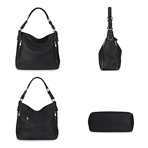 Image of YALUXE Women's Real Leather Shoulder Bags Hobo Handbag Purse Crossbody Bag