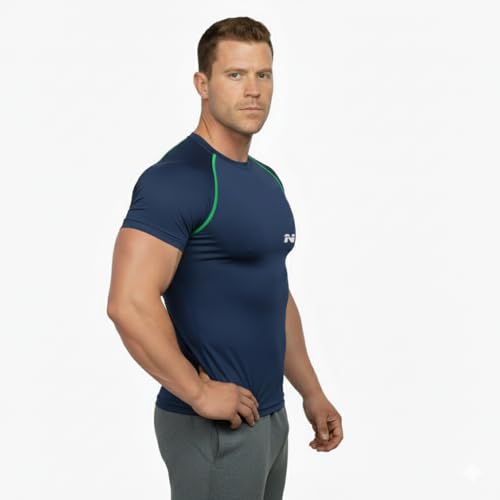 Image of NINQ Half Sleeve Compression T-Shirt - Men's Athletic & Sports Tights for Fitness