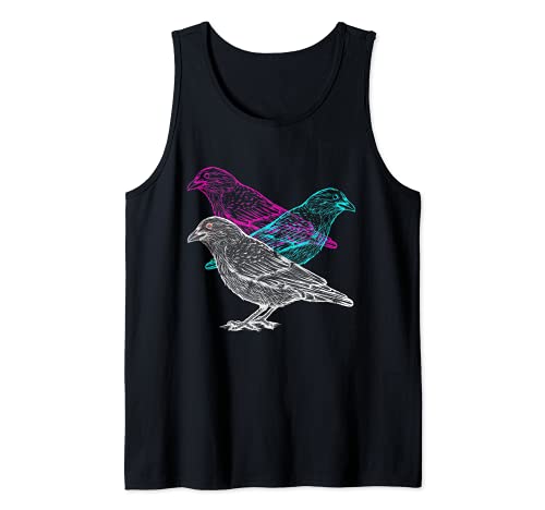 Raven Retro Vaporwave Pájaro Lover Aesthetic Black Cuervo Camiseta sin Mangas