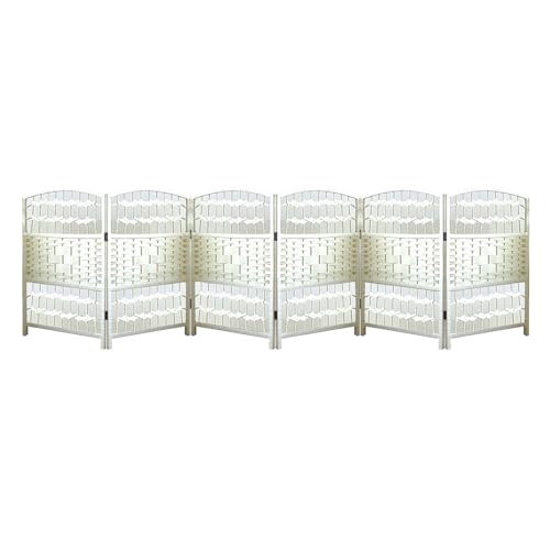 Freistehender Rattan-Raumteiler – 6 Paneele für Wohnzimmer, Büro,...