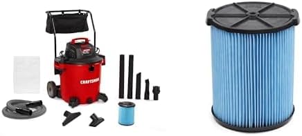 CRAFTSMAN CMXEVBE17656 20 Gallon 6.5 Peak HP Wet Dry Vac with Cart, Heavy-Duty Shop Vacuum Wet and Dry with 2 Fine Dust Filters, Dust Bag, Hose and Attachments for Shop, Garage, Jobsite Cleaning