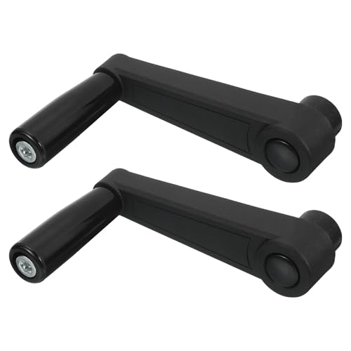 Image of uxcell 2Pcs 12x126mm (Dia x L) Revolving Handwheel Machine Handle, Universal Lathe Crank Grip Replacement for Industry Lathe Milling Grinding Machine, Black (Square Hole)