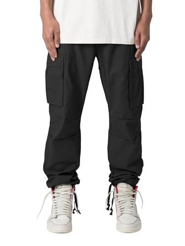 SUNNOW Men's Casual Cargo Pants Black Outdoor Hiking Pants for Men Athletic Joggers
