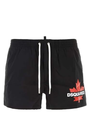  DSQUARED2 Shorts Mare Neri da Uomo con Stampa Logo 48