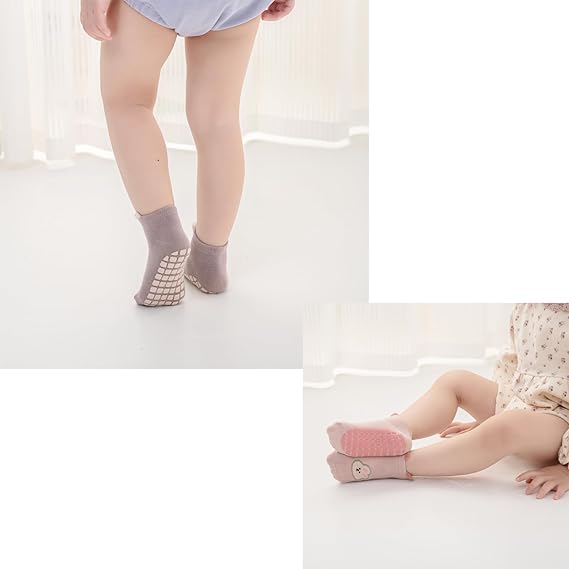 Cartxomy Anti Slip Baby Toddler Socks,Unisex Non Slip Grip Socks Infant Anti Slip Cotton Socks for 0-3 Years.(Multicolor) (BABY SOCKS) 1
