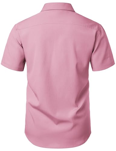 Image of JEMITOP Mens Stretch Wrinkle Free Texture Shirts