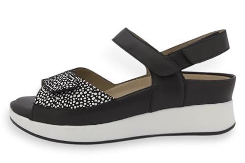 PieSanto - 260422 Sandalia Plantilla Extraíble Estampado Negro para: Mujer talla: 40