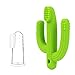 Mordedor Bebé Frigerante Silicona con Cepillo de dientes de Dedo, Juguetes Mordedore Cactus para Dentición Bebe,Natural Organic Freezer Safe Silicone, sin BPA
