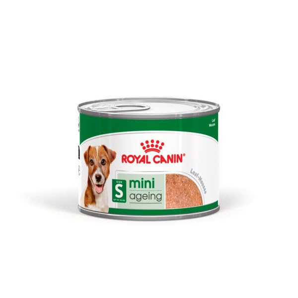 Royal Canin Mini Adult Ageing 12+ | 12 x 195 g | Alimento umido per cani anziani di piccola taglia (da 1 a 10 kg) | A partire da 12 anni di età | Contenuto energetico adattato
